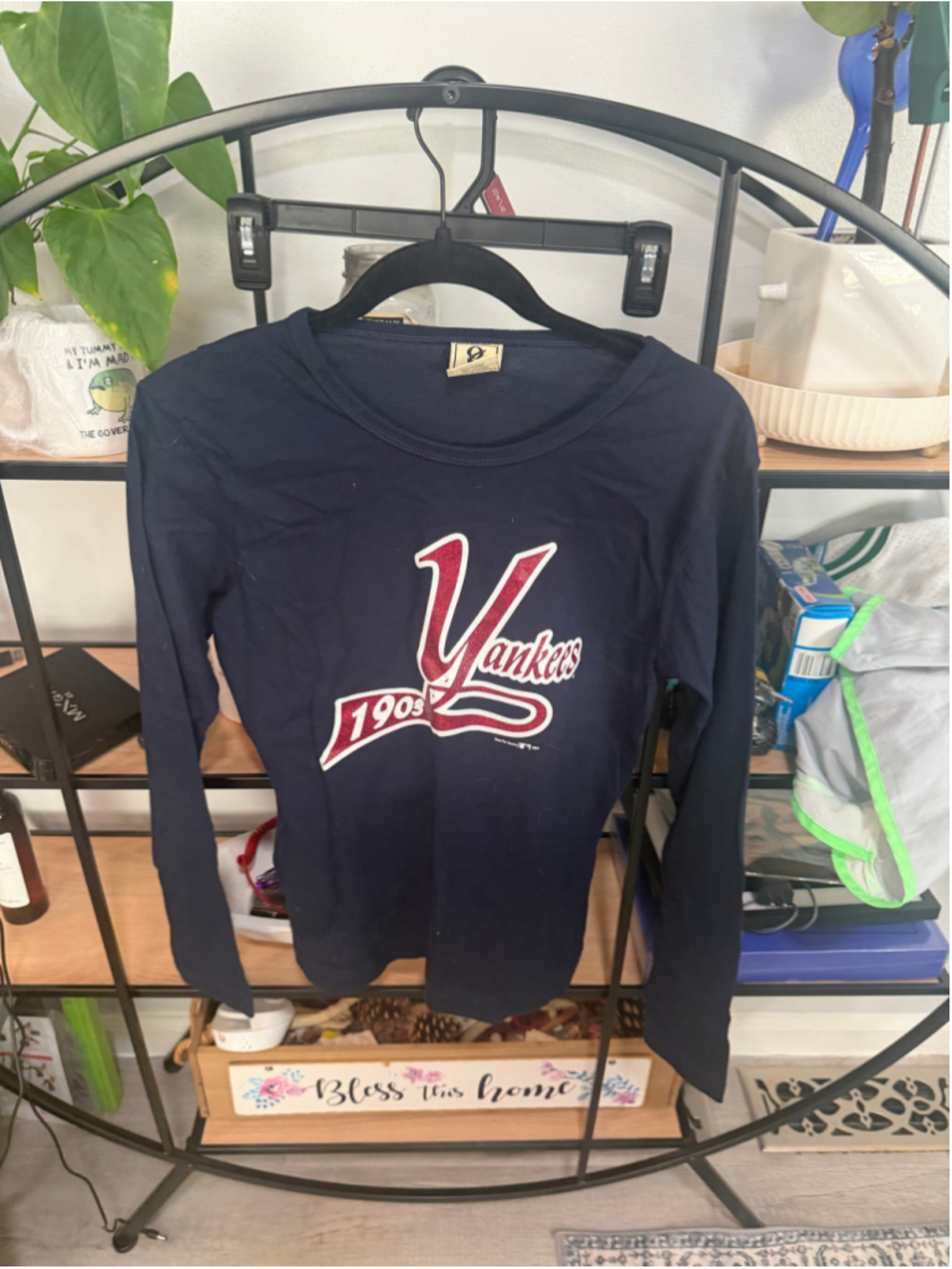Women's Gear For Sports Yankees Long Sleeve Tee Navy Blue Red Size L vintage